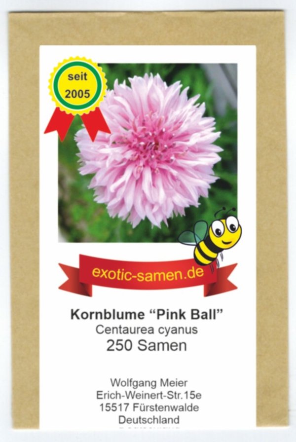 Centaurea cyanus - Bienenweide - Pinke Kornblume "Pink Ball" - 250 Samen