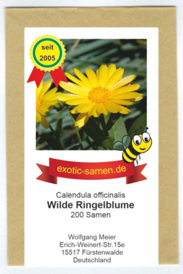 Ringelblume Wildform - ungefüllt - Calendula officinalis - Bienenweide - Heilpflanze - 200 Samen