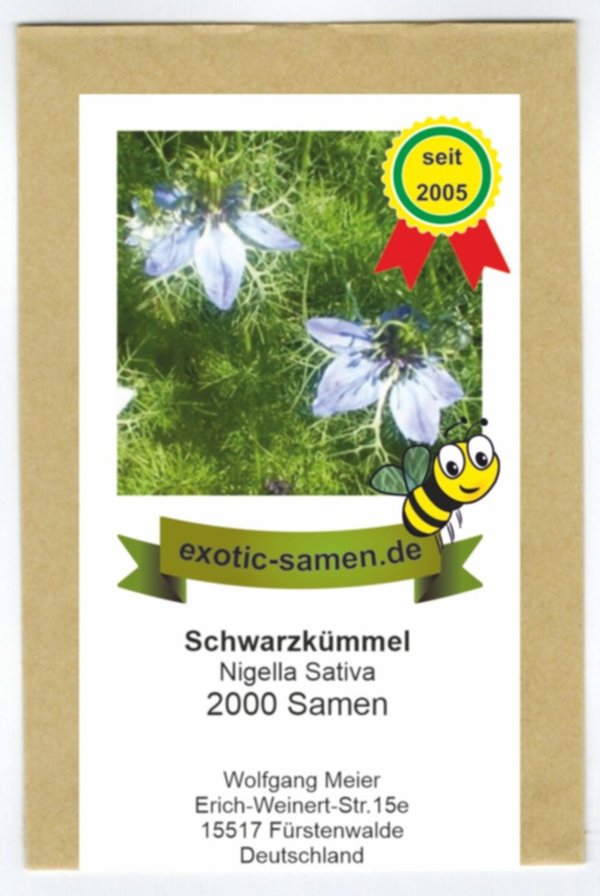 Schwarzkümmel - Bienenweide - Nigella sativum - 2000 Samen