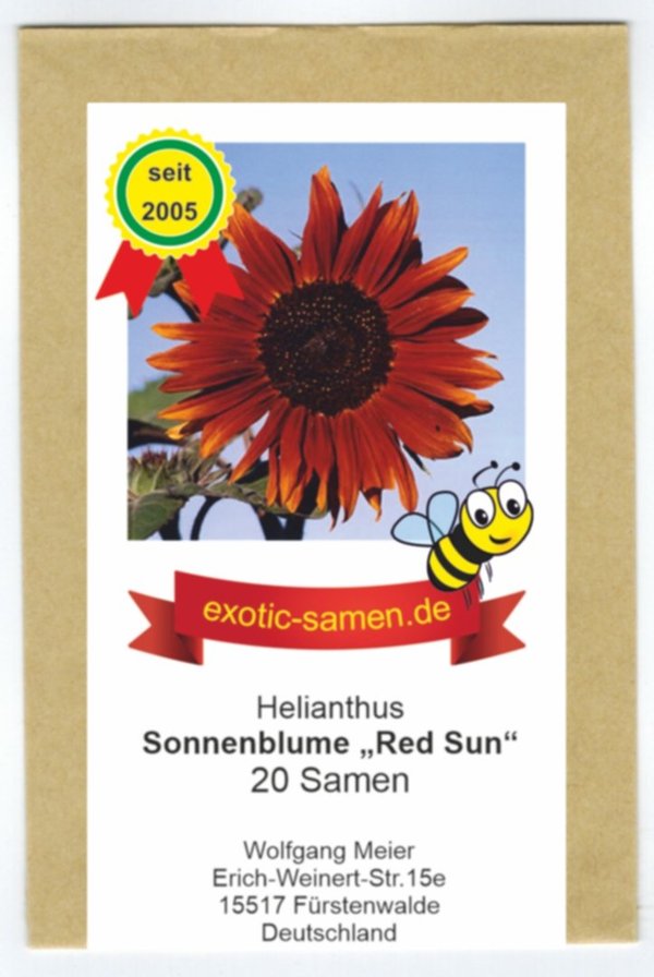 Rote Sonnenblume - Bienenweide - Red Sun - 20 Samen