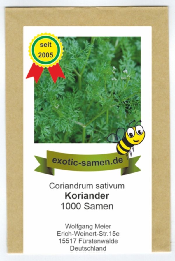 Koriander - Coriandrum sativum - Bienenweide - 1000 Samen