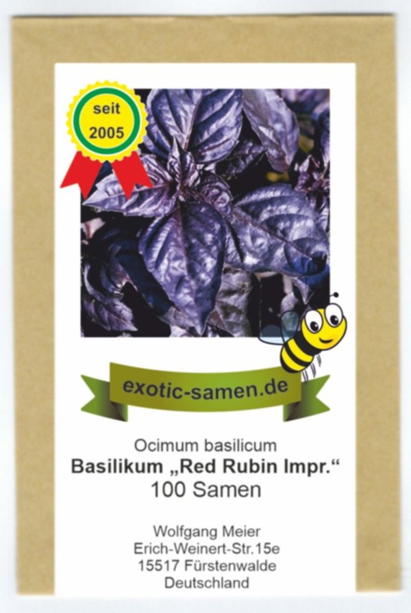 Basilikum Red Rubin improved - rot/blau - sehr aromatisch - 100 Samen