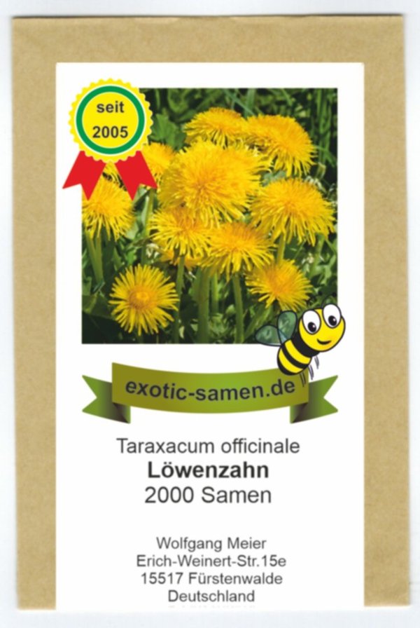 Löwenzahn - Taraxacum officinale - Salat- u. Heilpflanze - Bienenweide - 2000 Samen
