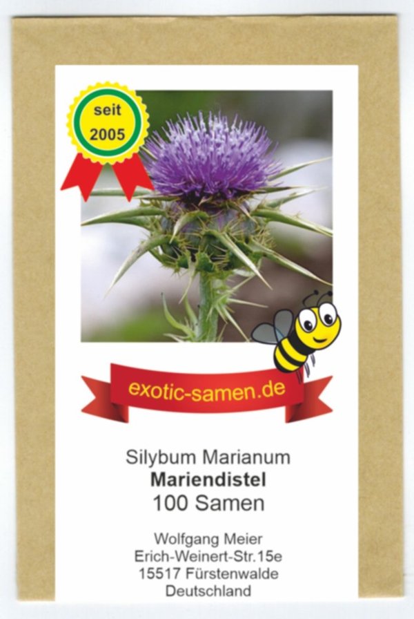 Mariendistel - Silybum marianum - Bienenweide - Zier- und Arzneipflanze - 100 Samen