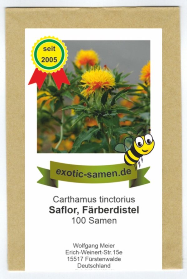 Färberdistel - Saflor - Carthamus tinctorius - Bienenweide - Arznei- und Zierpflanze - 100 Samen