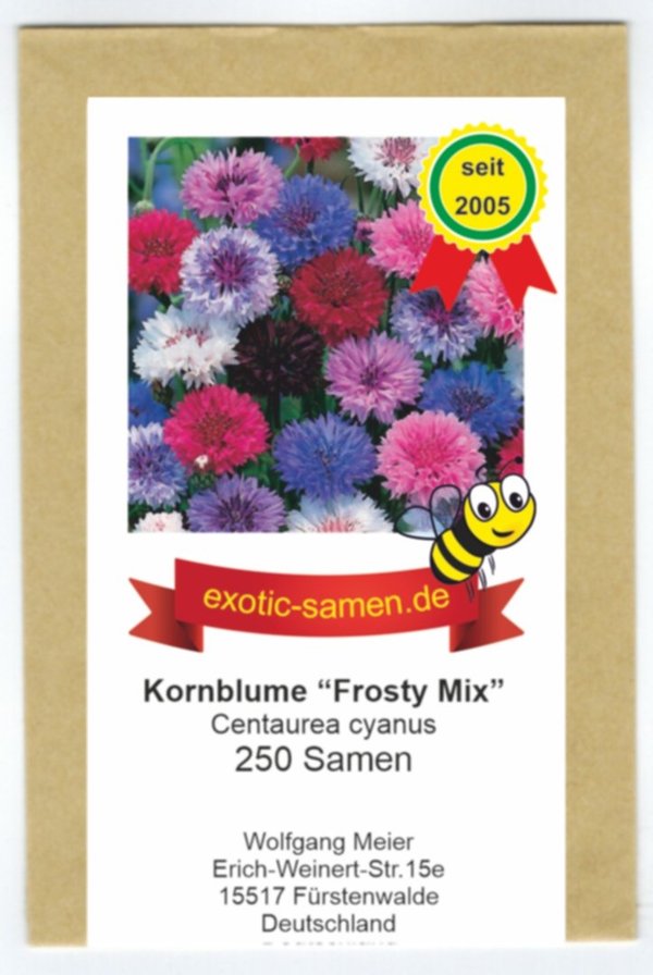 Centaurea cyanus - Bienenweide - Kornblumen-Mix - 5 Farben - 250 Samen