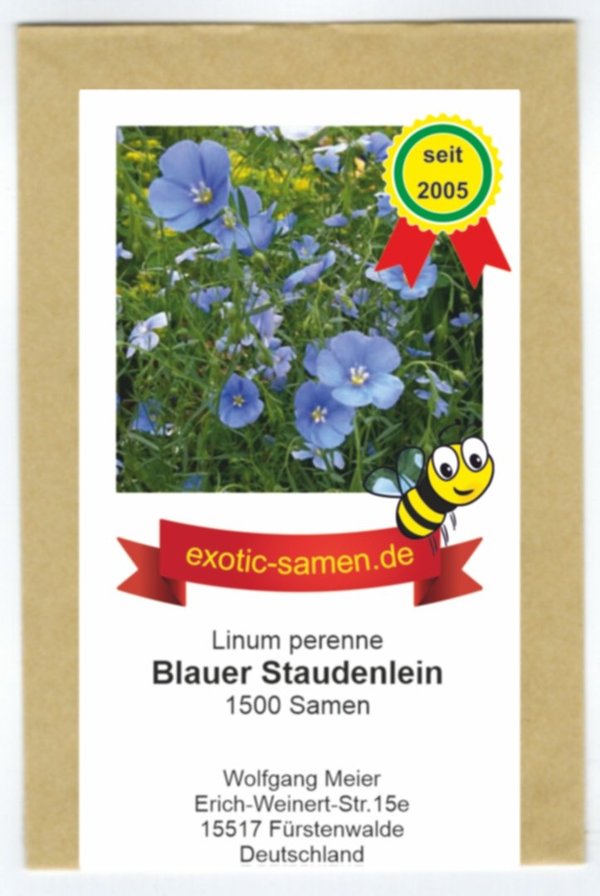 Blauer Staudenlein - Linum perenne - ausdauernd - Wildblume - Bienenweide - 1500 Samen