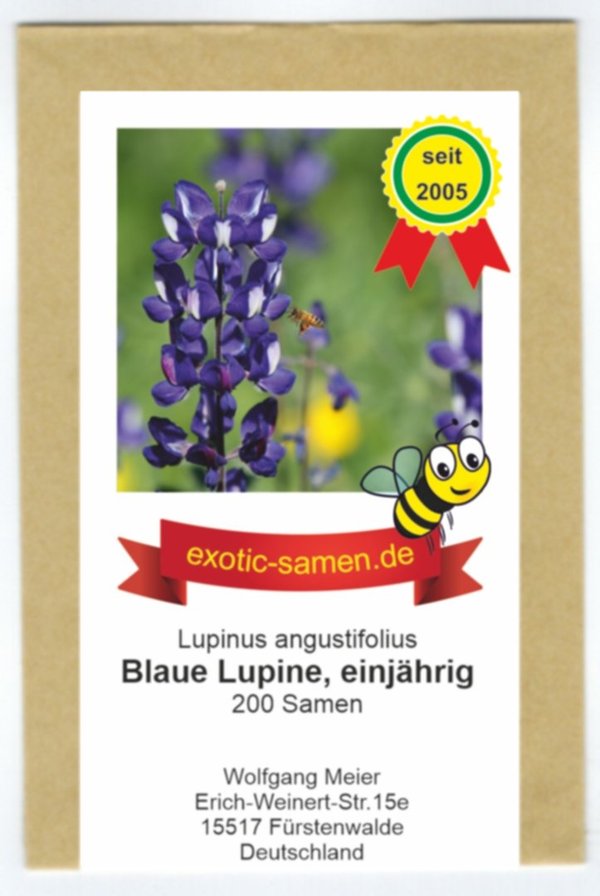 Blaue Lupine - einjährig - Gründünger - Bienenweide - Lupinus angustifolius - 200 Samen