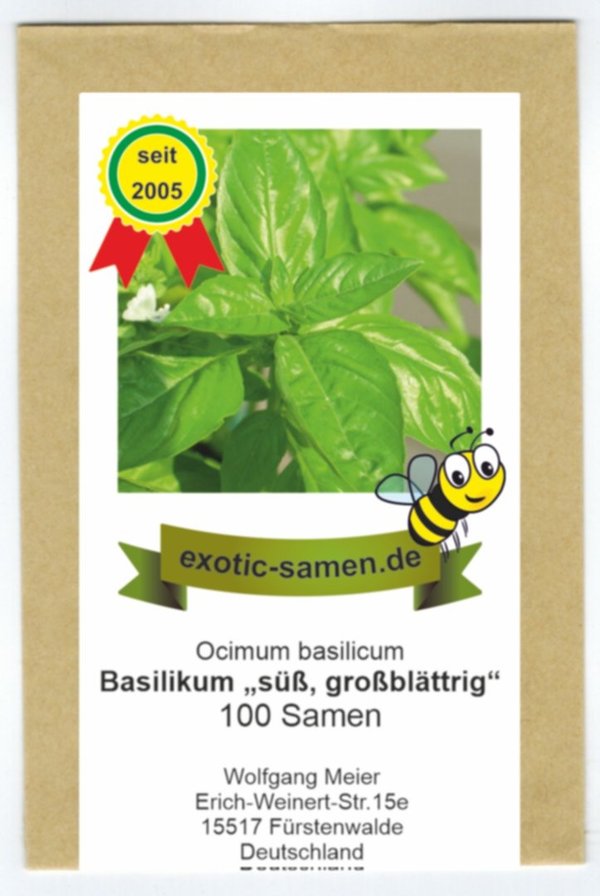 Ocimum basilicum - Basilikum süß, großblättrig - 100 Samen