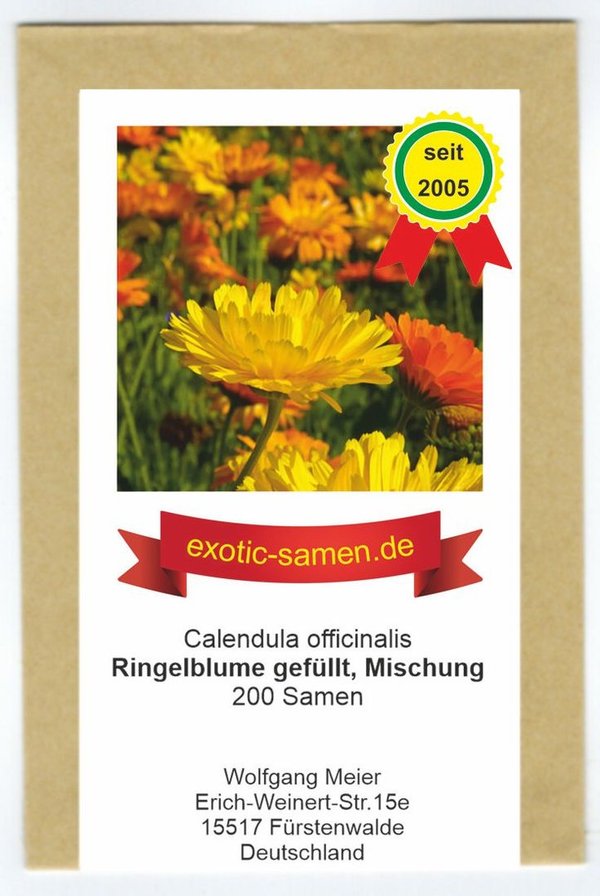 Pacific Beauty Mix – Echte Ringelblume gefüllt - Calendula – Zier / Arzneipflanze - 200 Samen